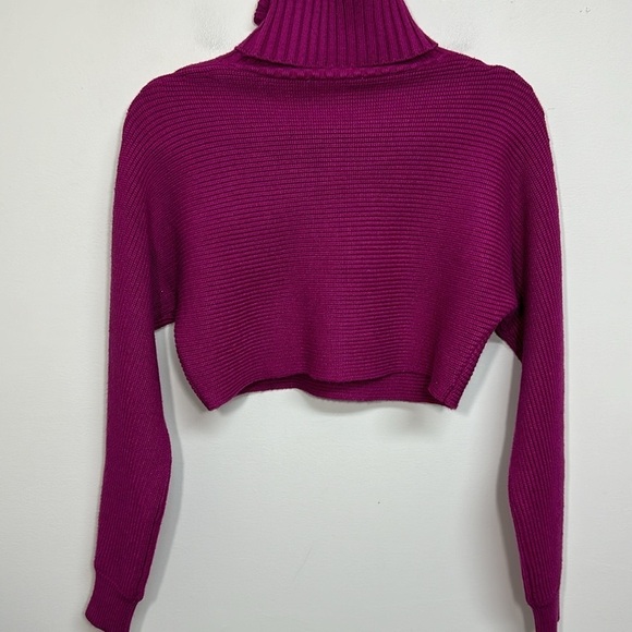 House of Harlow 1960 Ribbed Cropped Turtleneck Magenta XS NWT - Picture 5 of 5
